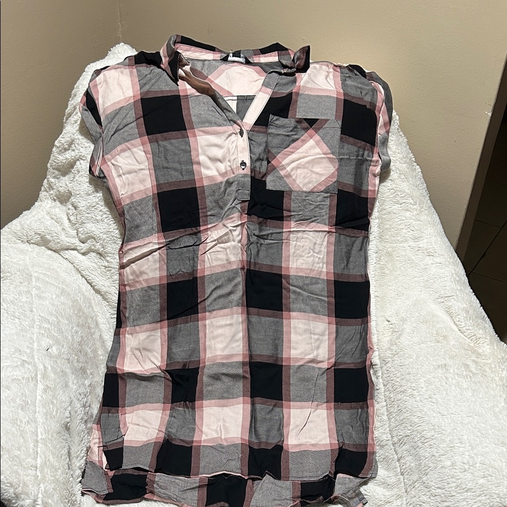 Rock & Republic Pink and Black Plaid Shirt